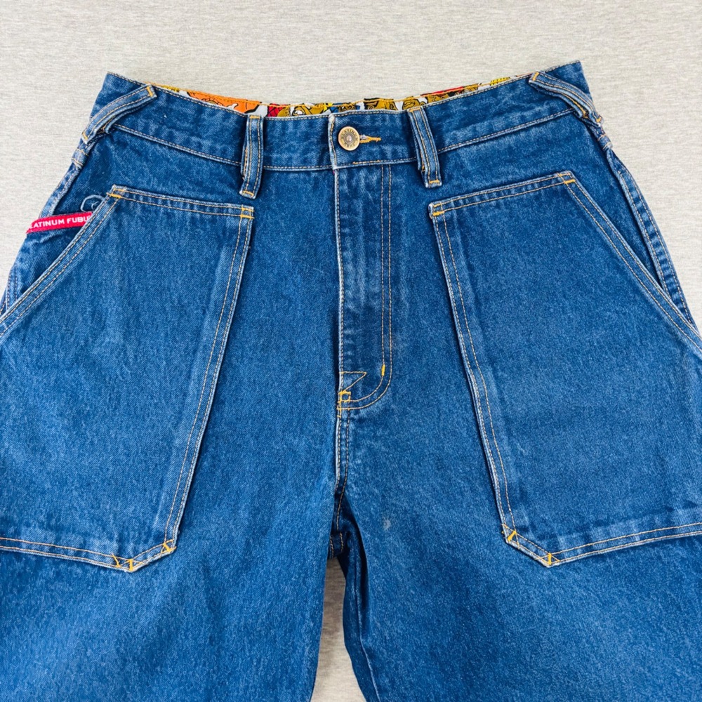Vintage Y2K Platinum FUBU Fat Albert Denim Carpenter Shorts Mens 34 Hip Hop 90s - Picture 5 of 11